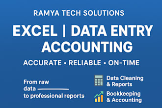 data entry, excel, and accounting