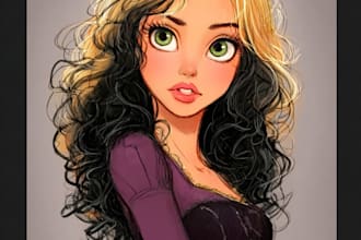 draw a portrait in semi realism disney cartoon style