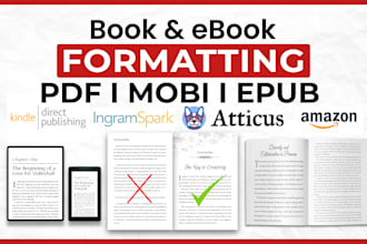 do amazon KDP book formatting, atticus formatting and ebook formatting