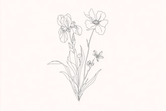 draw botanical and flower one line art illustration