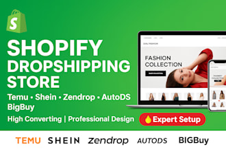 develop a shopify dropshipping store via temu shein zendrop autods bigbuy