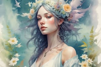 make a digital watercolor character art