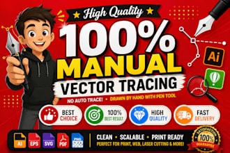 manually vectorize, redraw or convert logo image to vector