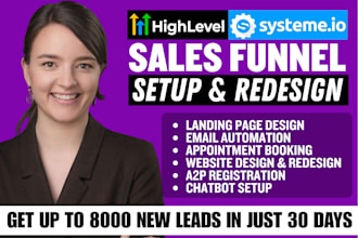 build gohighlevel sales funnel, ghl website design, go highlevel landing page