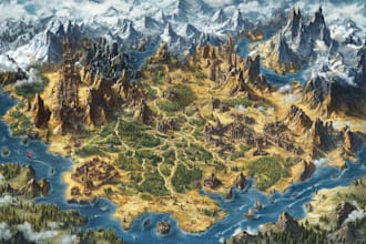 draw handdrawn fantasy dnd world map design city map