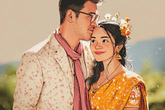 make couple portrait illustration