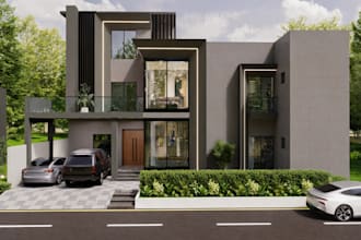 renew 3d exterior design, landscape rendering, house modelling, interior layout