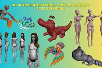 sculpt 3d articulated model bjd model 3d toy flexi model for 3d printing