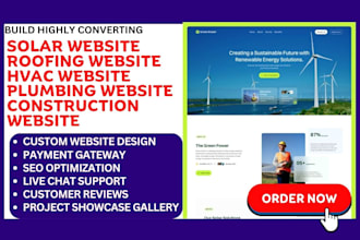 build highly converting solar website construction hvac roofing plumbing website