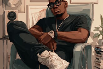 design cartoon album cover, mixtape or single cover art