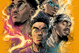 draw cool cartoon mixtape or album cover