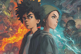 draw an anime or cartoon album cover art