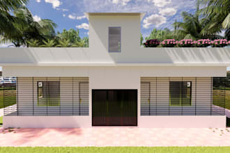 create a modern house exterior with 3d visualization