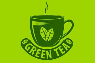 make a coffee, tea, green tea logo for your brand