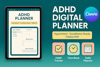 create custom adhd hyperlinked digital planner that boost focus and productivity