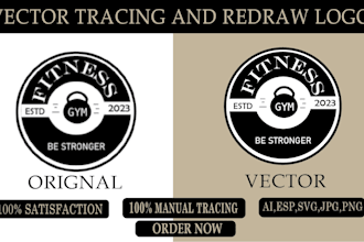 trace, vectorize and redraw high quality vector tracing logo