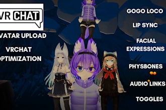 create custom vrchat furry avatar, 3d avatar, anime vr character, vrchat unity