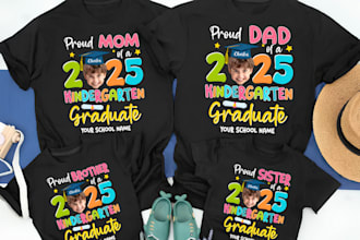 design custom colorful preschool and graduation t shirts for kids and families