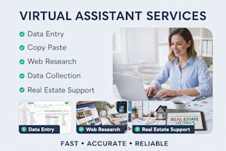 be VA for data entry, copy paste, data collection,   real estate virtual staging