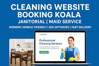 build booking koala cleaning website, house cleaning, janitorial website