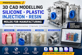 design 3d cad modelling silicone plastic injection resin molds for manufacturing