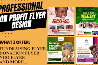 design modern nonprofit flyer, charity flyer, donation, fundraising, ngo flyer