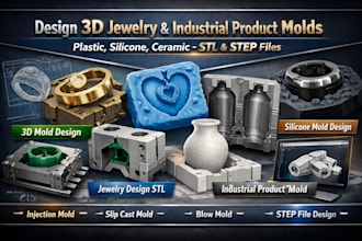 design 3d jewelry industrial product plastic silicone ceramic mold stl step file