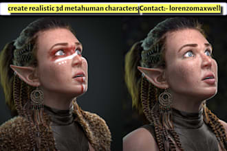 realistic 3d metahuman characters, zbrush,custom 3d models, unreal engine,daz 3d