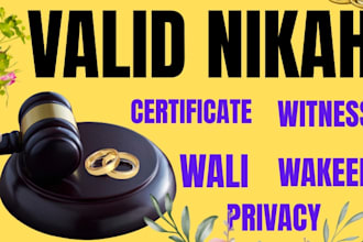 urgent nikah provide witness, certificate, wali and  wakeel