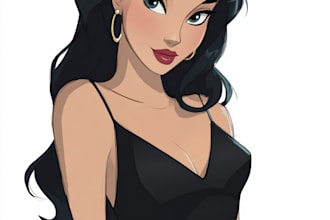 draw cartoon portrait in disney cartoon illustration