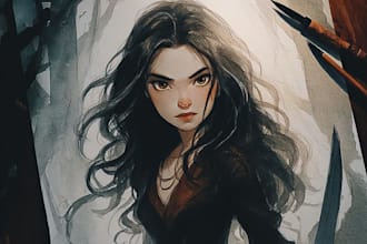 draw a watercolor fashion portrait