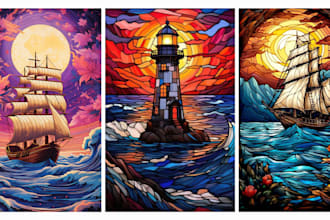create stunning vintage stained glass art for home,books digital projects