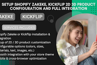 setup shopify zakeke, kickflip 2d 3d product configuration and full integration