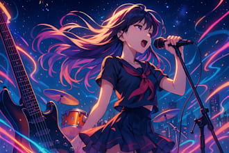 make a j pop custom emotional anime style music for games, videos, or animation