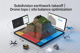 subdivision earthwork takeoff, drone topo cut and fill site balance optimization