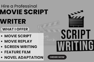 do screen writing for screen play, movie script and comics