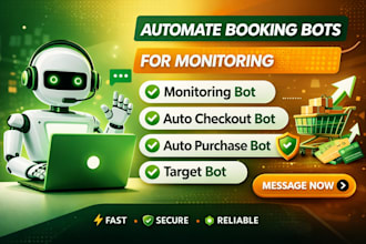 automate booking bot for monitoring auto checkout and auto purchase bot