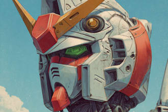create retro mecha or scifi gundam art