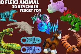 design 3d articulated model 3d keychain flexi animal fidget toy 3d toy