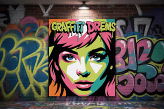 create graffiti pop art canvas designs and murals