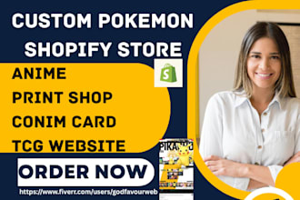 design custon pokemon shopify store print shop comic card 3d anime tcg website