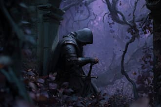 create dark fantasy art illustration for albums cover