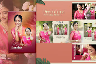 create a luxury wedding album design with stunning layouts