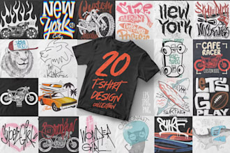 do retro hand drawn vector t shirt logo design