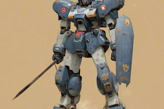 draw a mecha robot art and illustration unique style