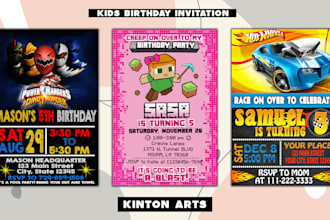 printable and digital kids invitation super fast