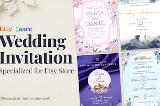 design trendy canva invitation card template for etsy store