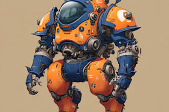 do anime style mecha robot illustrations