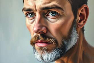 paint a realistic portrait in oil or acrylic
