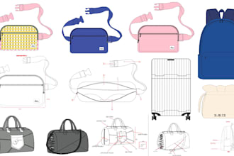 design any bag, hand bag, tote bag, backpack with tech pack